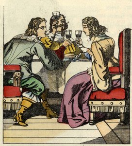 Le marquis de Carabas invite la princesse et le roi à manger au château. Illustration du conte "Le Chat botté" de Charles Perrault - Unknown artist