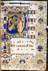 La Nativité représentée sur un chœur du 14ème siècle. Milan, Biblioteca nazionale Braidense. - Unknown artist
