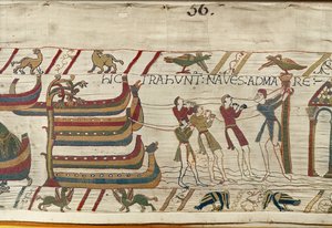 Les Normands tirent leurs navires vers la mer, Tapisserie de Bayeux - Unknown artist