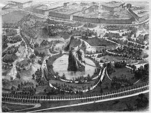 Le Parc des Buttes-Chaumont, jardin public dans le 19e arrondissement de Paris construit sous l