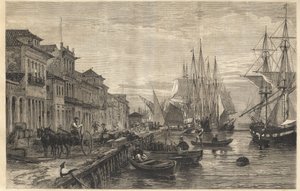 Le quai de Boa Vista, à San Pedro de Rio Grande do Sul, un port du Brésil - Gravure de "L