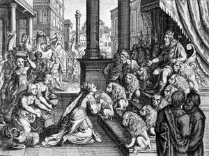 La Reine de Saba devant le roi Salomon - gravure d