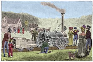 La locomotive Stephenson "The Rocket" (1830) - Unknown artist