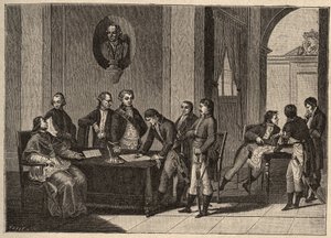 Le traité de Tolentino ou paix de Tolentino est un traité de paix signé le 19 février 1797 à Tolentino, en Italie, entre la France et les États pontificaux. (Entre le général Bonaparte et le pape Pie VI (1717-1799). Le pape renonce à Avignon - Unknown artist