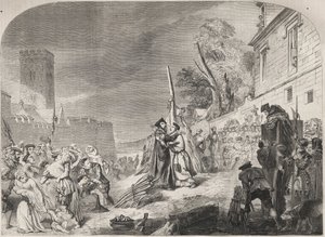 Le bûcher des évêques Nicholas Ridley et Hugh Latimer près des portes du Balliol College, Oxford, Angleterre - Unknown artist