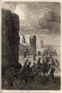 La caravane des Hajis (pèlerins musulmans) à Korantaghi (Perse, Iran). Dessin d