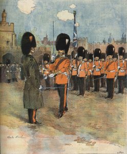 Le changement de garde au palais de Buckingham à Londres en 1893. Illustration de M.C. Morel. Collection Bianchetti. - Unknown artist