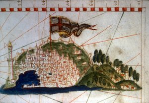 La ville de Gênes sur un portulan du 14ème siècle - Unknown artist