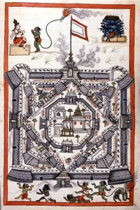 La ville de Lanka (Ceylan) dans un manuscrit en papier du 17ème siècle - Unknown artist
