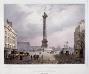 La colonne de Juillet (Place de la Bastille) vue du Boulevard Beaumarchais - Unknown artist
