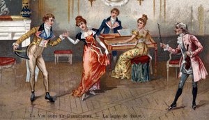 La leçon de danse à la fin du 18e siècle - Unknown artist