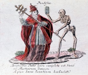 La danse macabre, le pape et un squelette (impression) - Unknown artist
