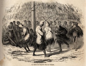 La danse du bayente, ou danse du diable, chez les Indiens Yahua du Pérou, organisée en l