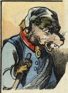 Le chien Médor. Illustration du conte "Bon Médor et la Petite Chevrette". Dans "Contes de la maison pour les petits". Gravure anonyme du XIXe siècle. - Unknown artist