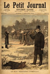 Le duel au pistolet (interdit en France depuis 1626) entre les députés Paul Déroulède (1846-1914) et Georges Clemenceau (1841-1929), sans blessure. Gravure dans « Le petit journal » 7/01/1893. Collection Selva. - Unknown artist