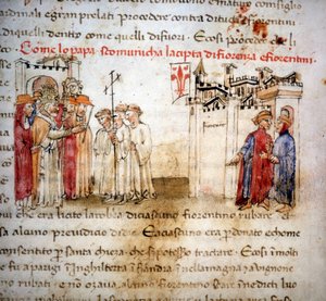 Les excommuniés de Florence et les Florentins en 1375 - dans « Croniche del Sercambi », vers 1400 - Unknown artist