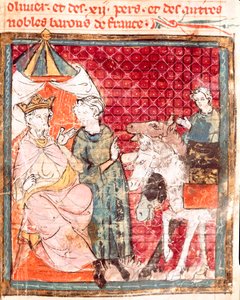 Les adieux du chevalier Roland à son oncle Charlemagne (742-814). Miniature de 