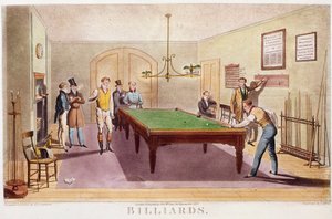 Le jeu de billard. Gravure de 1827. Collection privée - Unknown artist