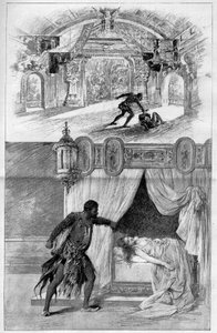 Le théâtre illustre : Otello (Othello), opéra de Giuseppe Verdi (1813-1901), compositeur italien, représenté au Théâtre de la Scala à Milan le 12 février. Gravure dans « Le Monde illustré »