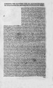 Les vies des hommes illustres. Page du livre de Plutarque de Chéronée, également appelé « Vies parallèles ». 1495.