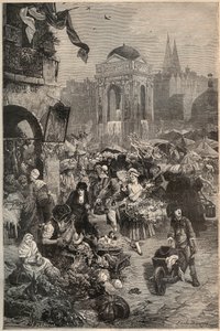 La marche et la fontaine des Innocents, Paris au XVIIIe siècle - gravure du XIXe siècle