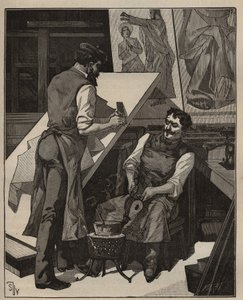 La mosaïque : atelier de mosaïque. Gravure de 1885 dans "Les arts et métiers illustrés" par Adolphe Bitard. - Unknown artist