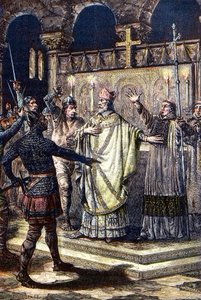 Le meurtre de Saint Thomas Becket à la cathédrale de Canterbury, 29 décembre 1170, par des chevaliers de la cour du roi Henri II - Unknown artist