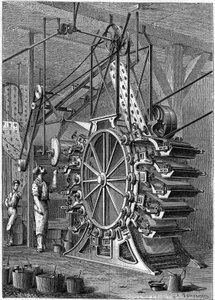 La nouvelle machine à imprimer les papiers peints. Gravure dans le journal illustré « La jeunesse » - Unknown artist