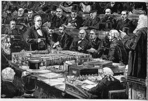 Le serment du député anglais Charles Bradlaugh (1833-1891) à la Chambre des communes le 21 février 1882, militant pour l