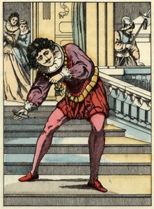 Le prince ramasse la pantoufle de verre de Cendrillon. Illustration du conte de Charles Perrault « Cendrillon ou La petite pantoufle de verre »