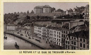 Le refuge et le quai de Tréguier à Morlaix (Finistère, région Bretagne). Chromolithographie de la fin du XIXe siècle - Unknown artist