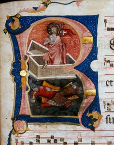 La résurrection du Christ, miniature sur parchemin choral - Unknown artist