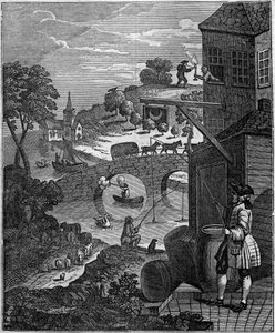La perspective ridicule Illustration satirique de William Hogarth (1697-1764) se moquant de l