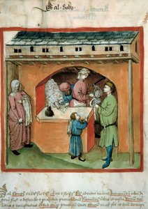 Le marchand de sel Enluminure du commerce de la médecine et de la diététique « Tacuinum sanitatis » - Unknown artist