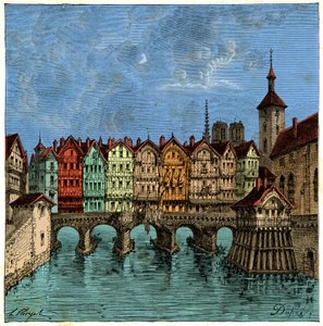 Le petit pont qui devint plus tard le Pont au Change à Paris au Moyen Âge - Unknown artist