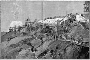 Les travaux de soutènement sud de Montmartre à Paris, en 1887.