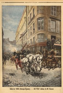 La pompe à vapeur et les véhicules des pompiers à Paris, d
