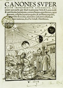 Les mouvements du soleil et de la lune observés par les astronomes - frontispice du livre «Super Canones» - Unknown artist