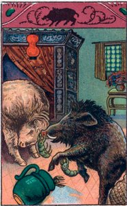 Le terrible sanglier. Conte chinois. Chromolithographie de la fin du 19ème siècle - Unknown artist