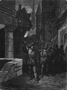 La garde aux flambeaux dans les rues de Paris au XVIIe siècle. Dans "Album de la Science", Éditions Jouvet.