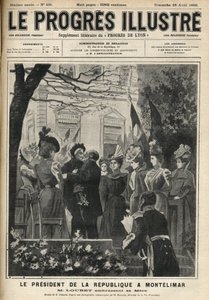 Le voyage du Président de la République à Montélimar (Drôme, France) : Émile Loubet (1838-1929) et sa mère. Gravure dans 