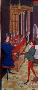 Le banquet de mariage de Clarisse, fille du roi Yvon de Gascogne et de Renaud (détail représentant les serviteurs apportant du vin) - Unknown artist