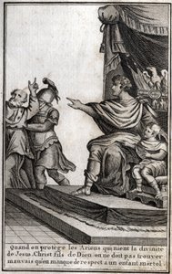 Théodose Ier (Flavius Theodosius) (347-395), empereur romain, fit arrêter Amphiloque, évêque d
