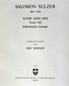 Page de titre de Schir zion par Salomon Sulzer - Unknown artist