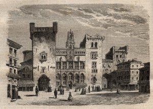 Hôtel de ville de Narbonne - Languedoc-Roussillon-Midi-Pyrénées - France - gravure dans « Dictionnaire populaire illustré » - 1864 - par Joseph Decembre et Edmond Allonier - Unknown artist