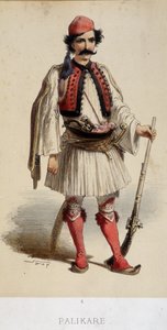Costume traditionnel masculin grec - gravure, fin 19e siècle - Unknown artist