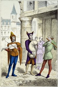 Musiciens itinérants au 15ème siècle - dans «Costumes de Paris à travers les siècles» - Unknown artist
