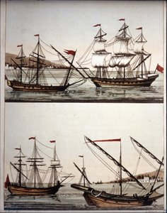 Bateaux typiques des pirates barbaresques, - dans « Il costume antico e moderno » de Ferrario, Milan - Unknown artist