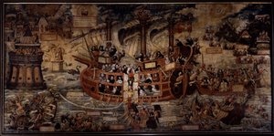 Typus religionis Une allégorie des ordres religieux, la nef de la Foi est dirigée par les ordres religieux, dirigée par les Jésuites. Les fondateurs des divers ordres sont représentés : Saint Ignace de Loyola, fondateur de la Compagnie de Jésus, Saint Fran - Unknown artist