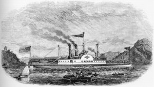 Histoire des Etats-Unis : Bateau à vapeur - Oregon (gravure)